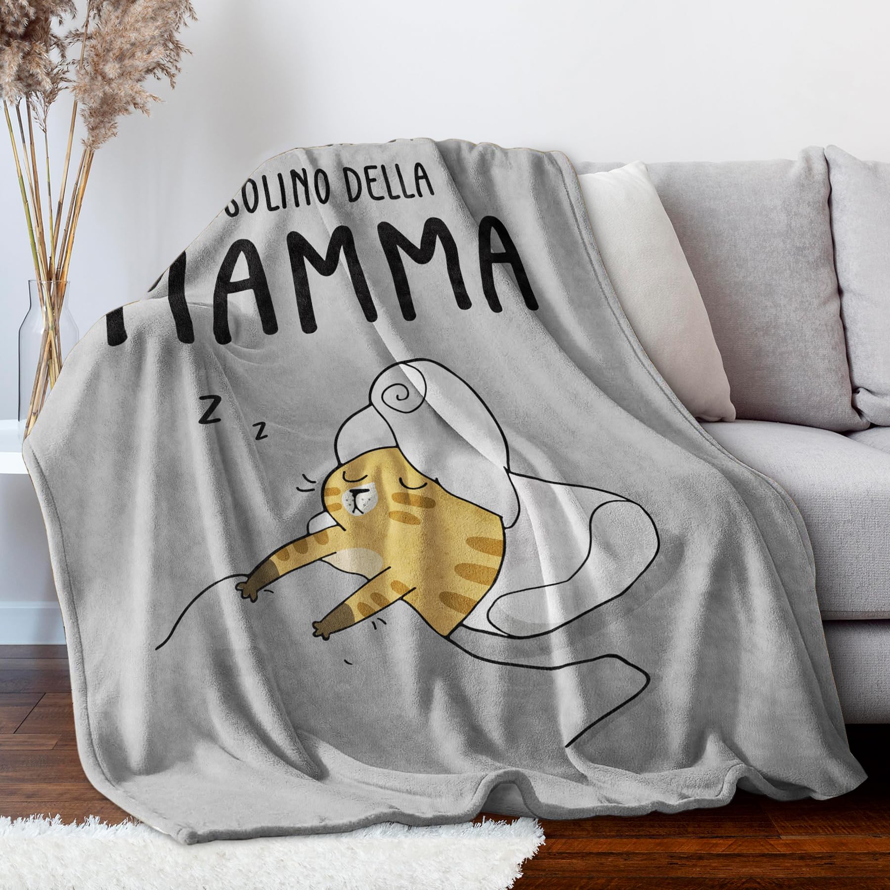 Niyewsor Regalo Mamma Natale, Regalo Mamma Compleanno, Regalo per Mamma Coperta Flanella, Festa della Mamma Regali per Mamma, 130 x 150cm（Grigio）