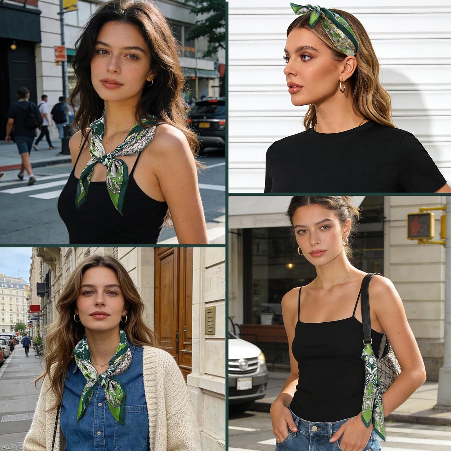 Amyzavls 100% Mulberry Silk Scarf for Women, 21 Inch Small Square Silk Neckerchief, Real Silk Head Bandana and Hair Wrap