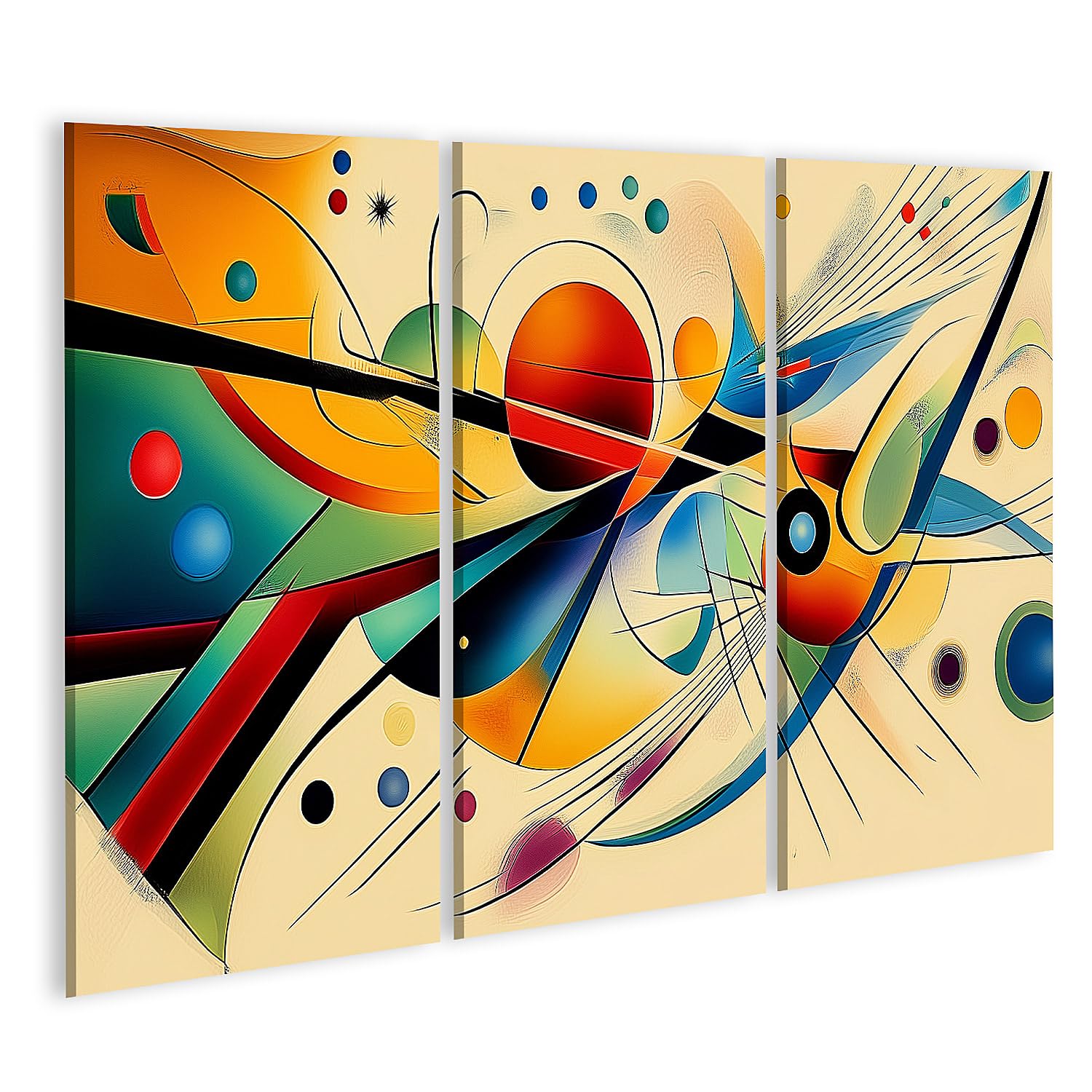 islandburner Quadro su tela Colorato astratto Kandinsky composizione con cerchi e linee immagini murali poster