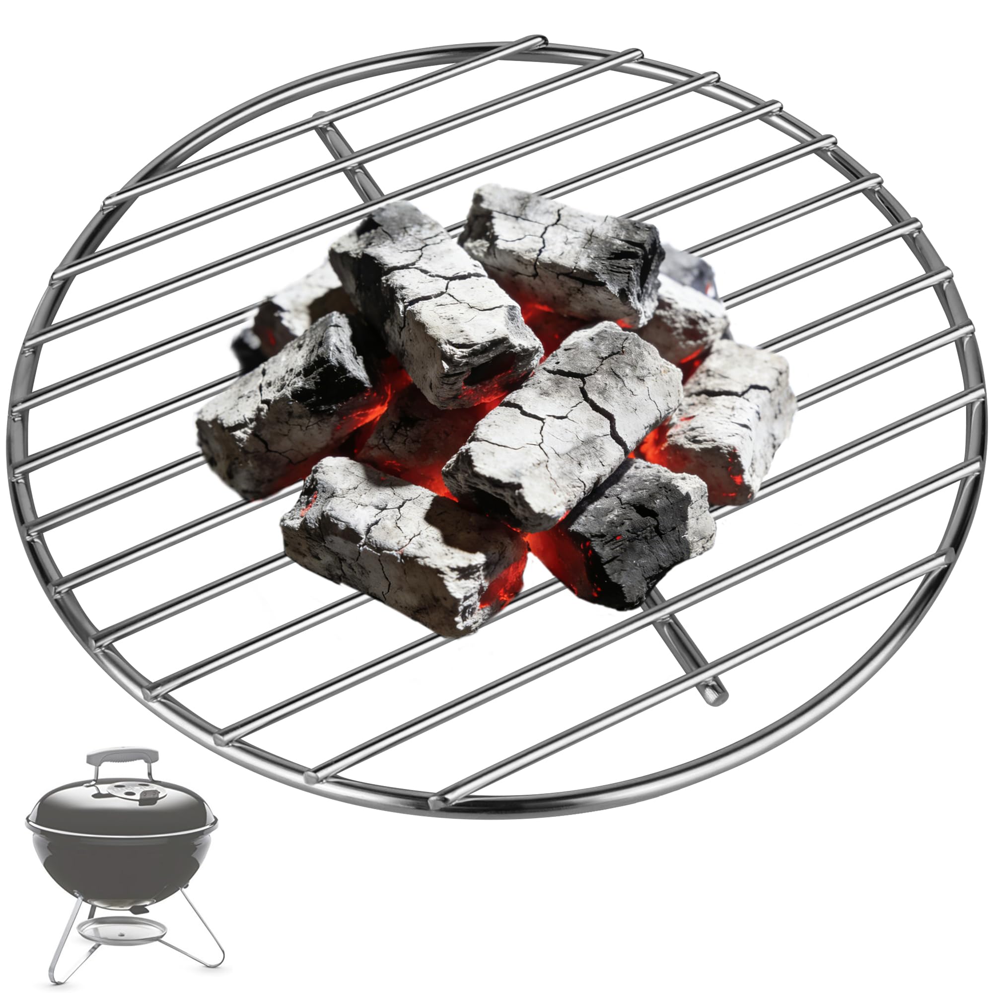 Photo 1 of Dinlon 10.5" Charcoal Grate for Weber Charcoal Grills, Round Charcoal Grate for 14'' Weber Smokey Joe Silver&Gold Tuck-n-Carry, Heavy-Duty Steel 7439 Grill Grate for Weber Grill Parts