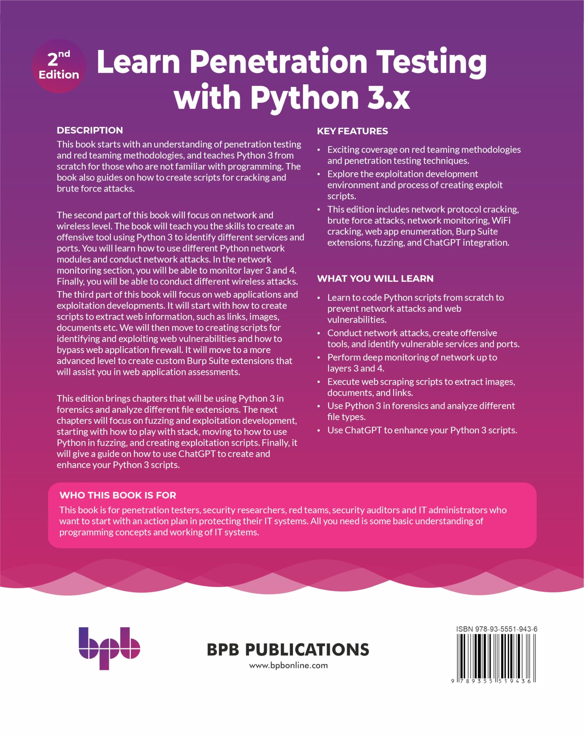 Learn Penetration Testing with Python 3.x: An ethical hacker’s blueprint for offensive security - 2nd Edition