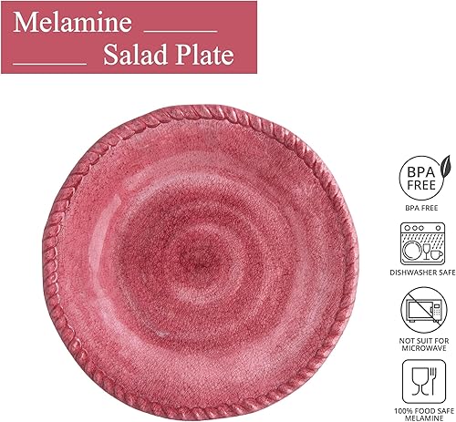 Miniatura 6 de UP ware - Juego de 6 platos de ensalada de melamina, sin BPA, aptos para lavavajillas, platos de ensalada para risotto, pasta y ensalada, platos de