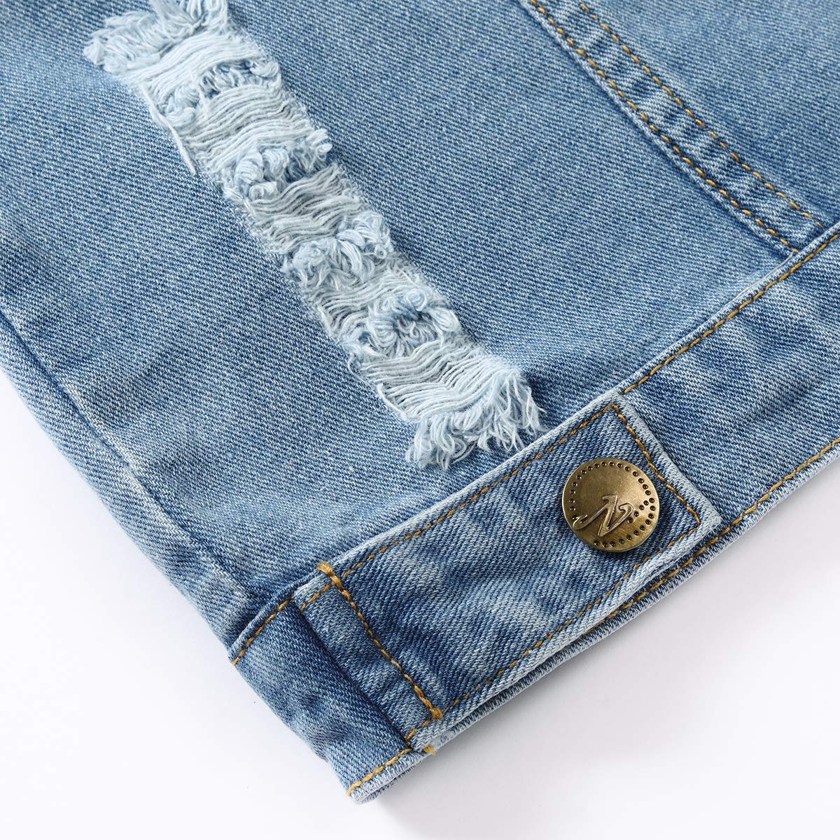 YOUTHUP Gilet Homme Denim Déchiré Veste Sans Manches Revers en Jean Vintage en Coton Motard