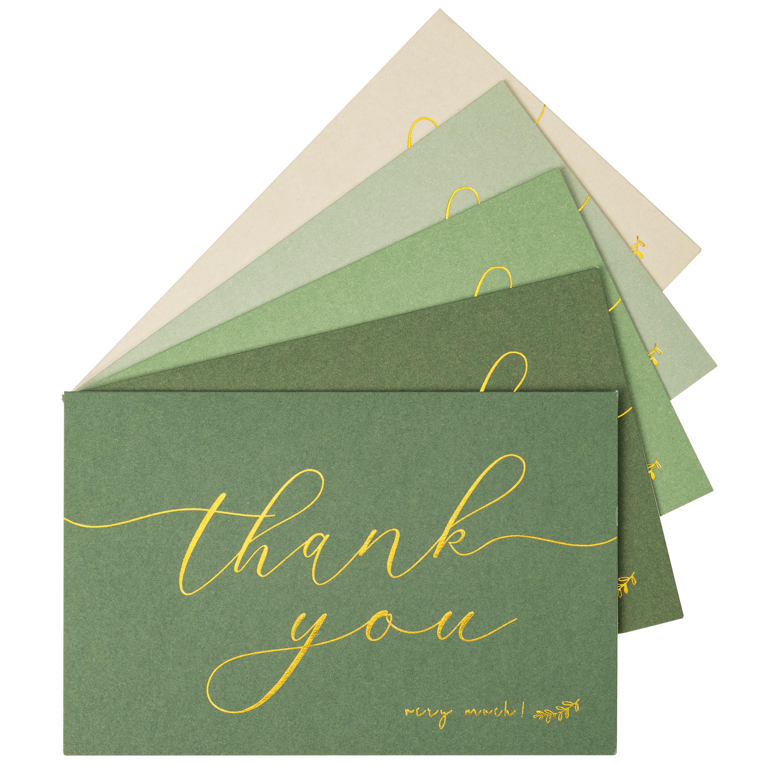 Crisky Lot de 50 cartes de remerciement vert sauge avec 50 enveloppes et 50 autocollants. Cartes de vœux simples, chics et élégantes. Parfaites pour : mariage, affaires, anniversaire, remise de