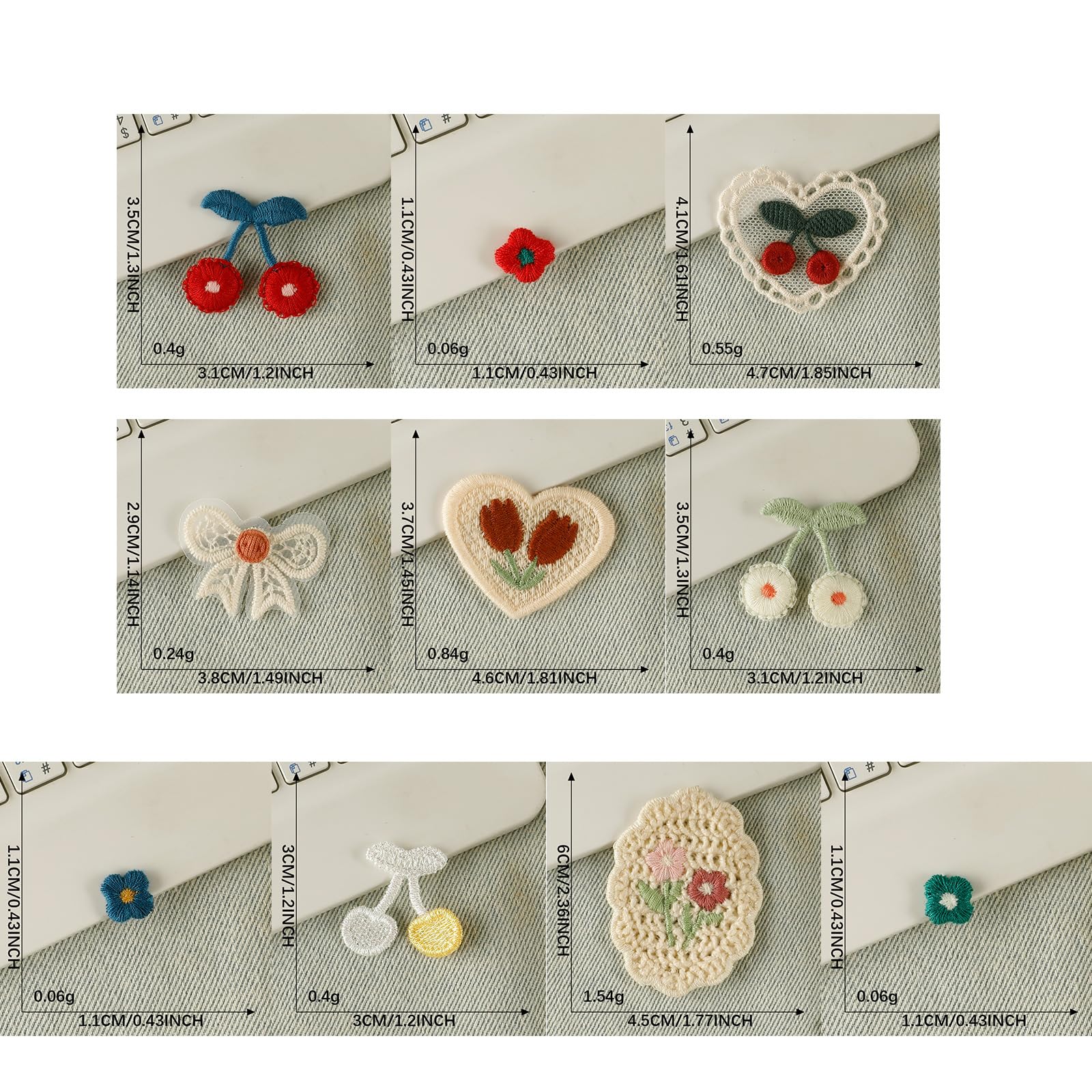 Adornos para Ropa, Parches Bordados de Tela Flores