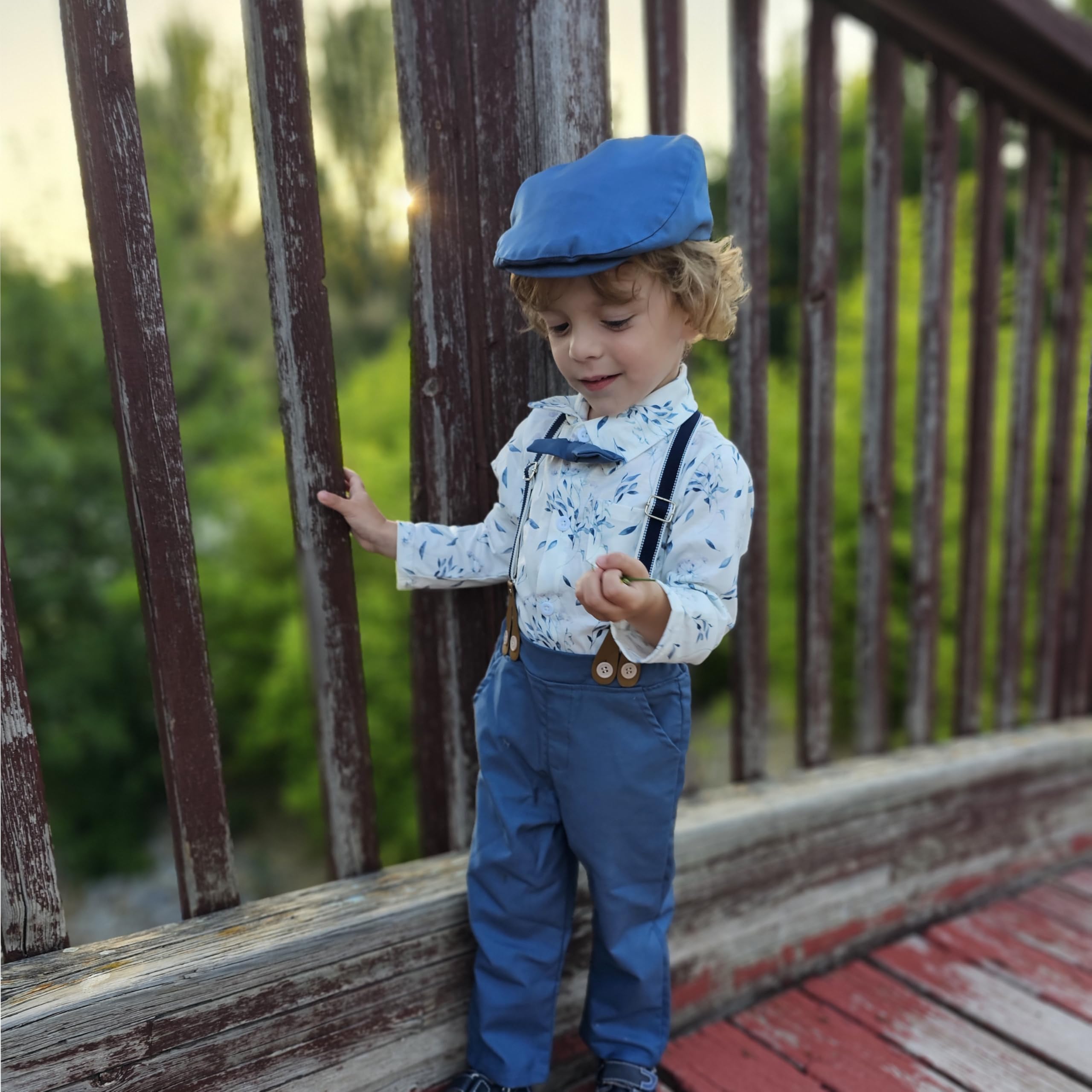 Volunoby Bebe Garçon Costume Gentleman, Noeud Papillon Chemise + Pantalon 5 Pièces