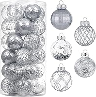 Vista 12 de Juego de 30 adornos de bolas de Navidad - Bolas de Navidad de plástico transparente inastillable de 60 mm / 2.36", juego de bolas de Navidad