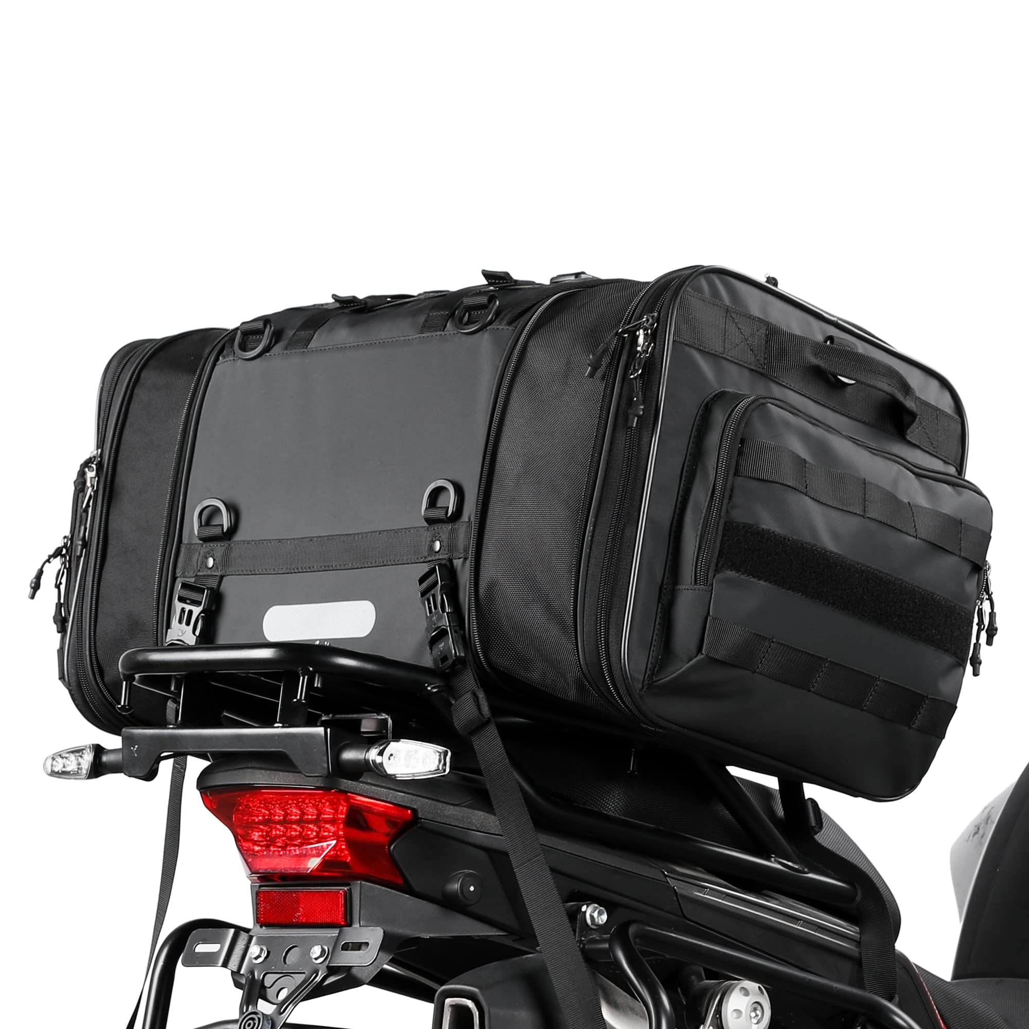 BAIGIO - Bolsa para moto impermeable, reflectante y extensible, para sillín y portaequipajes, con funda de lluvia