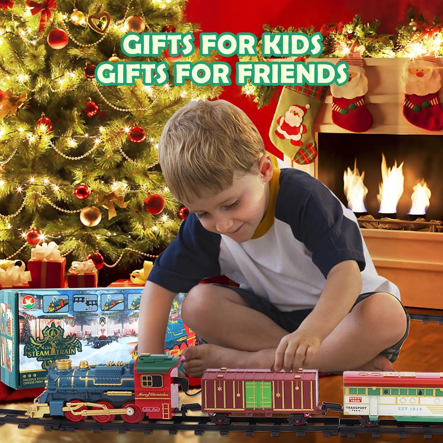 Juego De Tren Navidad ZF-917 - Decora y disfruta la Navidad con nuestro tren eléctrico navideño: seguro, fácil de armar y perfecto para llenar tu hogar de espíritu festivo junto al árbol Juego De Tren Navidad ZF-917 - Decora y disfruta la Navidad con nuestro tren eléctrico navideño: seguro, fácil de armar y perfecto para llenar tu hogar de espíritu festivo junto al árbol