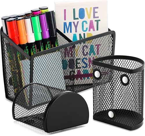 LUCYCAZ Portalápices magnético, paquete de 4 soportes magnéticos fuertes para el refrigerador, soporte de marcador de borrado en seco para pizarra