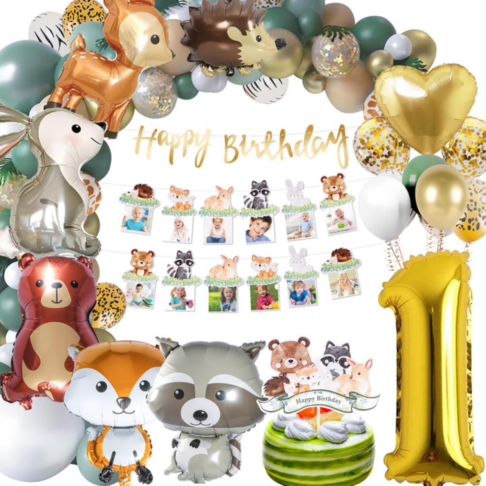 Party Animals MiaLover 1 Jahre Dschungel Geburtstag Dekoration Set Happy  Birthday Banner Safari Wald Tier Latexballon Folienballon Tortendekoration  Für Deko Junge Mädchen 1. Geburtstag Dschungel Baby Shower 1. Geburtstag  Junge, image size:1680x1680