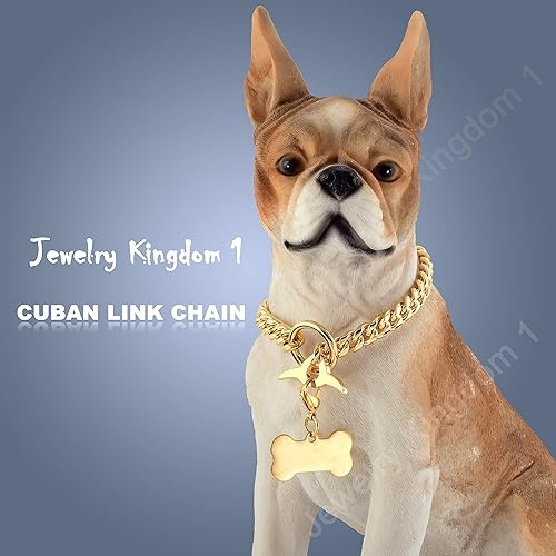 Miniatura 7 de Collar de cadena para perro, cadena de eslabones cubanos de 18 quilates, 0.394 pulgadas, fuerte, resistente, a prueba de masticaciones, ajustable,