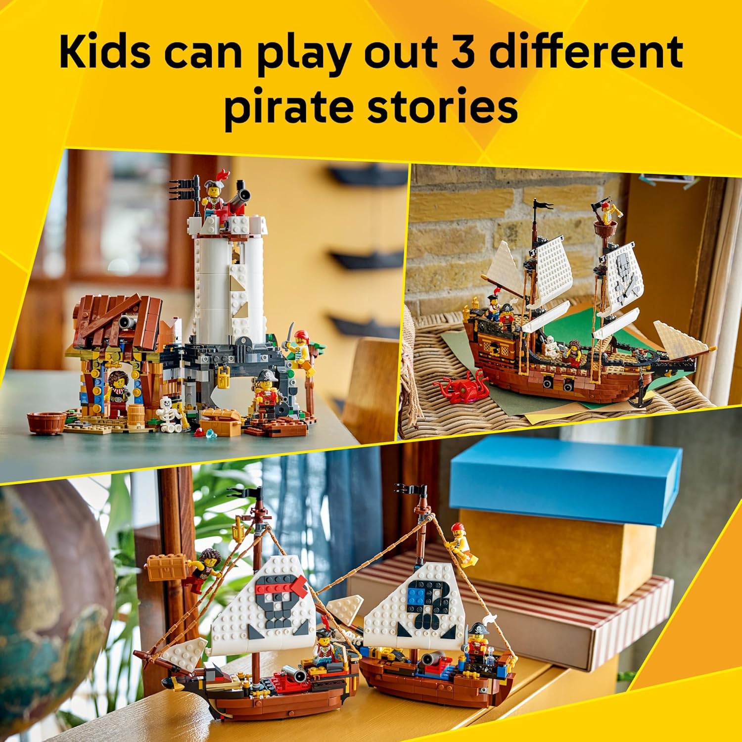 LEGO Creator 3 in 1 Iconic Pirate Ship Toy - Building Set for Boys & Girls, Ages 9+ - with 5 Minifigures - Gift for Kids' Birthdays - 31387