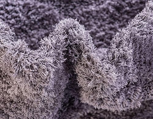 Miniatura 7 de Unique Loom Colección Floral Shag - Alfombra tallada, 5 x 8 pies, gris oscuro