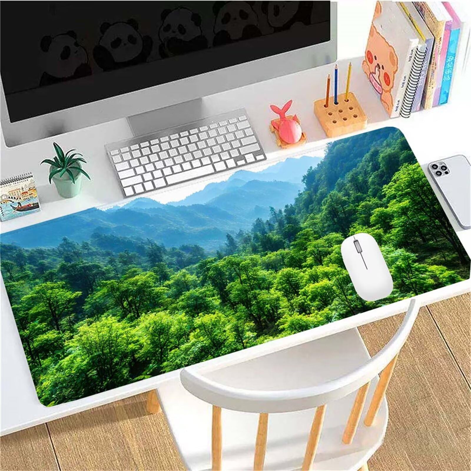 Alfombrilla Ratón Montaña Bosque Alfombrilla Ratón XXL 1400x600x3mm Mouse Pad Resiste Salpicaduras, Extendida de Gran Tamaño con Bordes Cosidos, Mejora la Precisión y la Velocidad,Antideslizante y-421