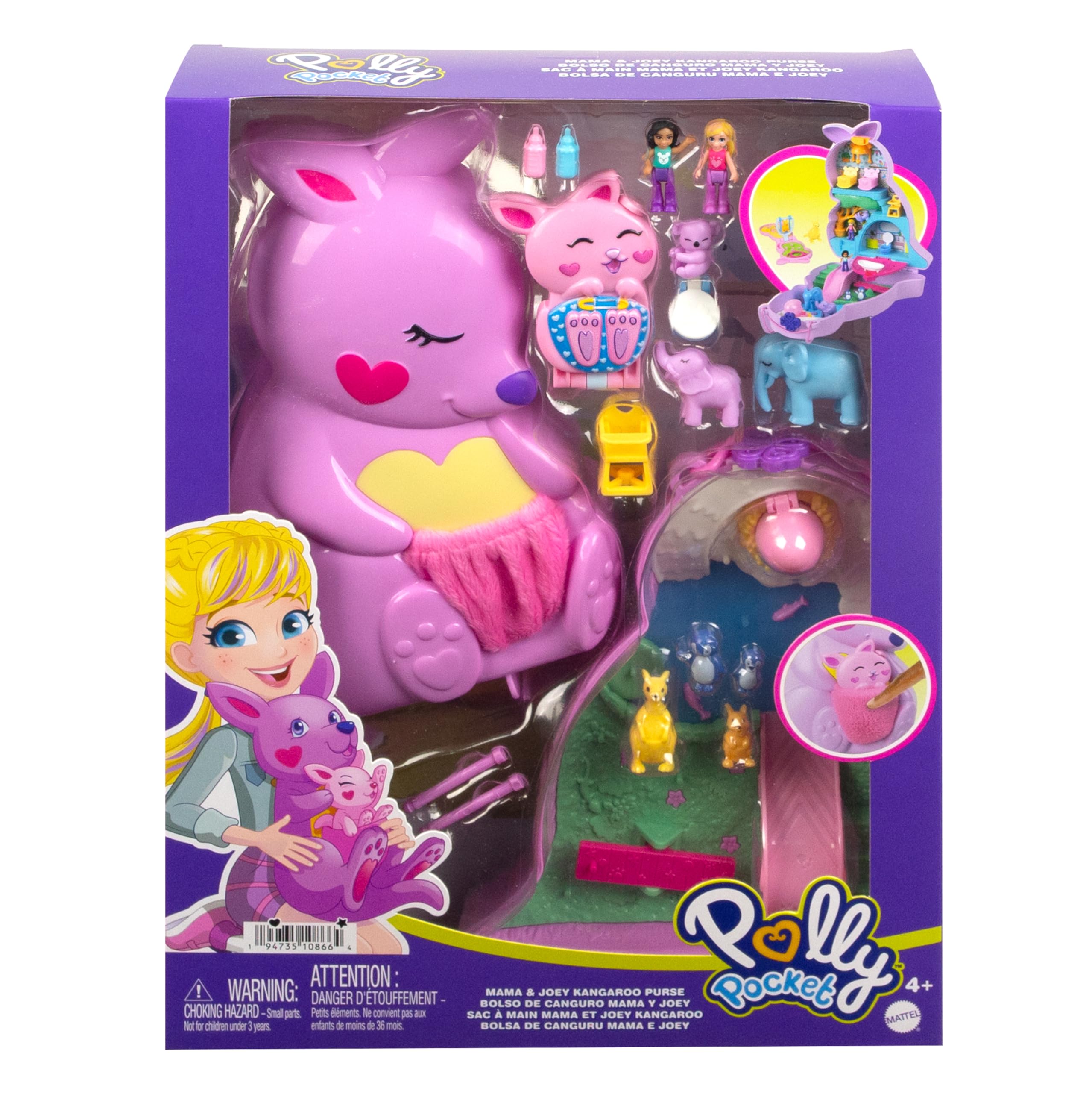 Polly Pocket 2-in-1 Mama & Joey Känguru Tragbarer Schatulle – Ansicht 7