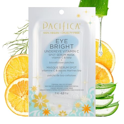 Pacifica Undereye Spot - Máscara de suero para ojos brillantes con vitamina C para ojeras e hidratación, tratamiento iluminador debajo de los ojos,