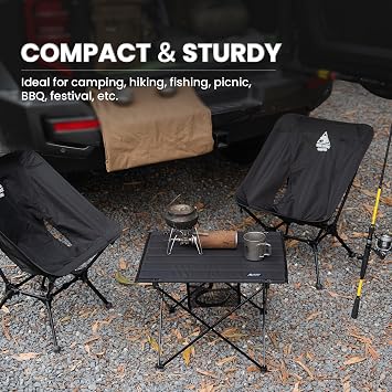 ONETIGRIS Foldable Camping Table, Lightweight Portable Table Sturdy & Quick Setup, Holds Up to 66 lbs, Perfect for Camping, Hiking, Backpacking, Picnic, Beach, Travel