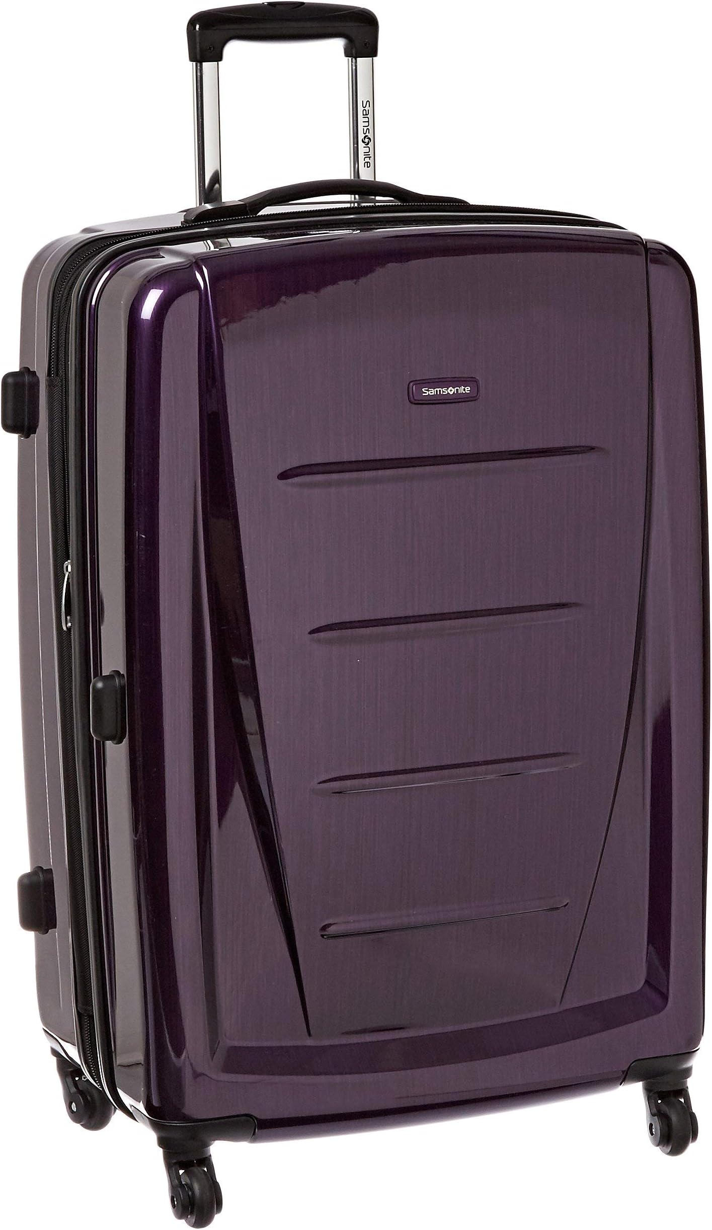 Winfield 2 Hardside Expandable Luggage with Spinner Wheels, Purple, Checked-Large 28-Inch