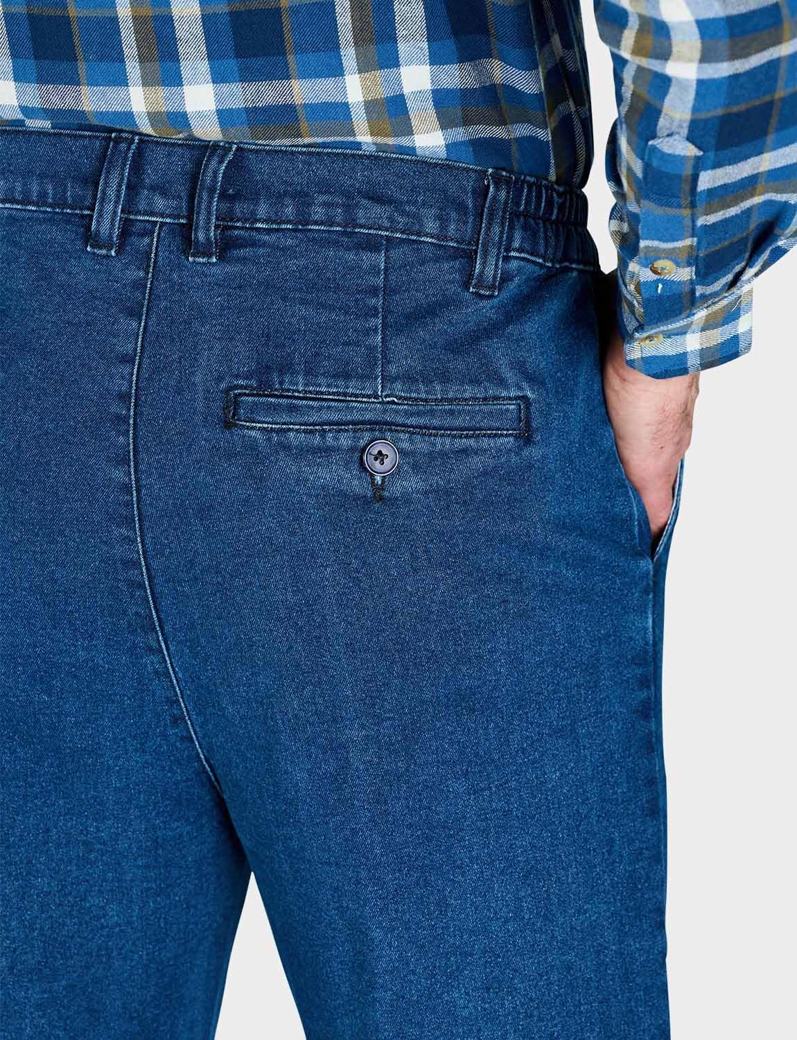 Chums Men's HIGH-Rise Denim Straight Leg Jeans - Elasticated Stretchy Cotton - Image 7