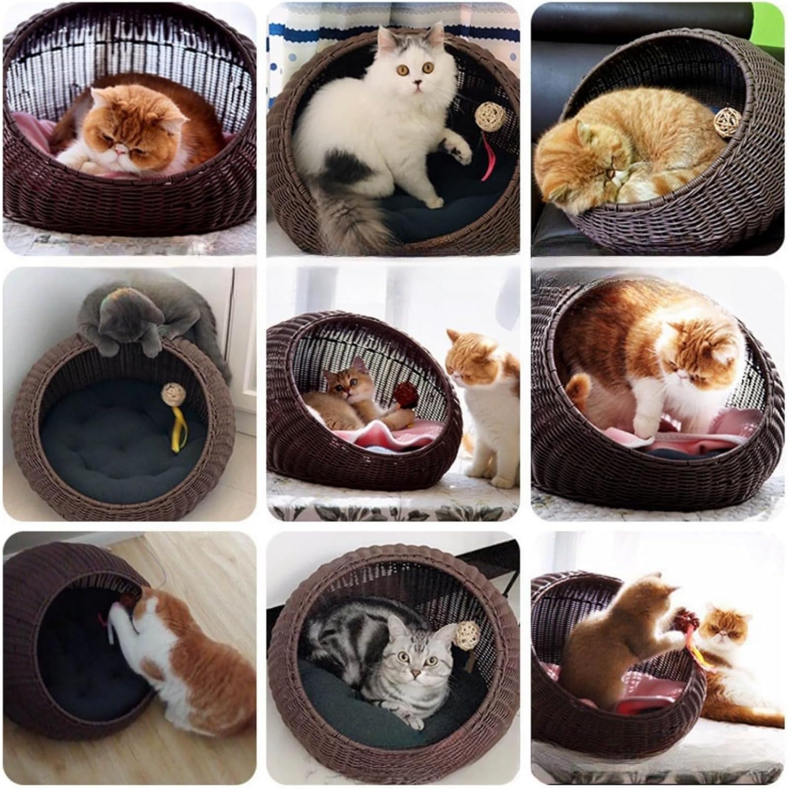 夏のきれいな藤編み猫小屋ペット用品猫別荘 Amazon | Holowa 手編みの猫ペットの巣 籐編み 犬小屋 猫の巣