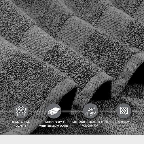 Vista 63 de Oakias Juego de toallas prémium de 6 piezas, 21.16 oz/m², 2 toallas de baño, 2 toallas de mano/pelo y 2 toallas pequeñas, 100% algodón hilado