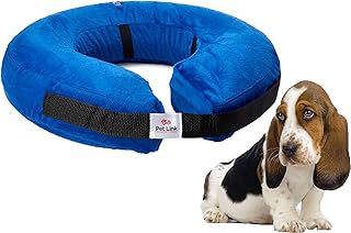 Inflatable Dog Collar, Recovery Cone, After Pet Surgery, Prevent Dogs from Biting & Scratching, Adjustable Thick Strap, Soft Comfortable Donut (Large)