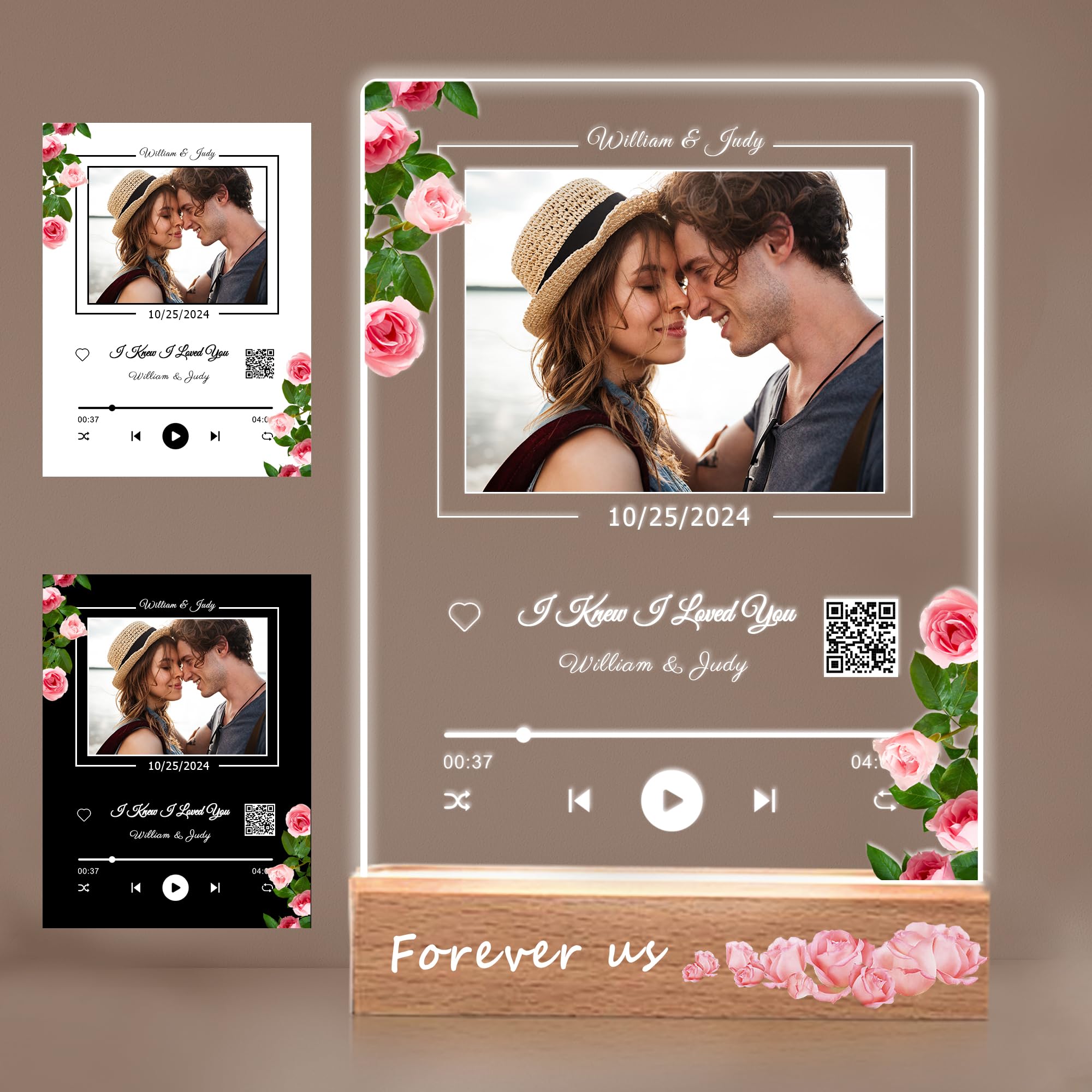 Personalised Custom Music Spotify Song Acrylic Plaque Spotify Plaque Picture Frame Personalised Gifts for Him Her Boyfriend Girlfriend Christmas Valentines Day (5 Size: 15-40cm)