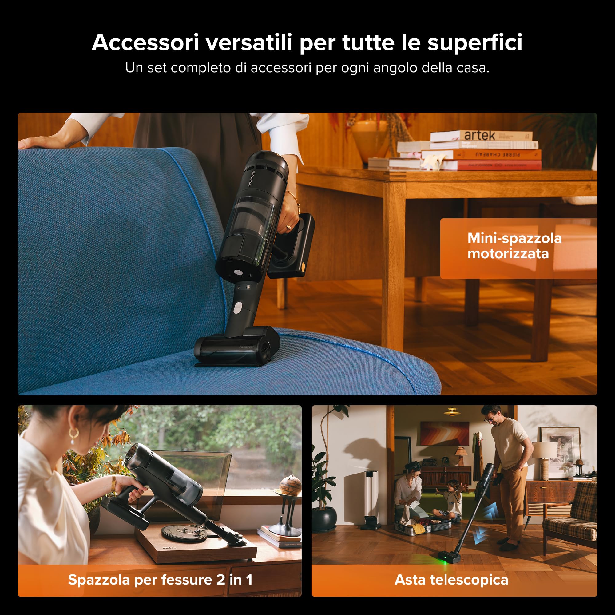 roborock H60 Hub Ultra Aspirapolvere Senza Fili con Base Auto-Svuotante, 210 AW Aspirazione Potente, 90 min, Luci LED 140°, Spazzola Anti-Groviglio Multisuperficie, per Peli di Animali, Tappeti