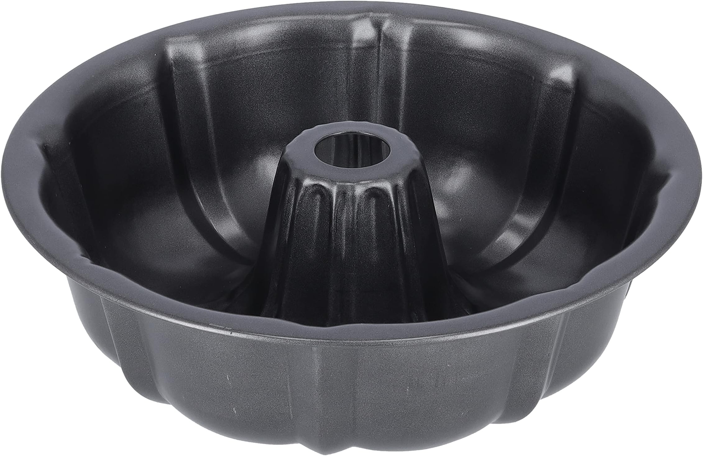 DelcasaCharlotte Bundform Pan 26X8cm Carbon Steel With Premium Non Stick Coating For Easy Release & Clean Up Oven Safe Cake Mould Bundt Cake Pan 0.5mm Thick, Black
