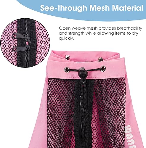 Miniatura 5 de WANDF Swim Bag Mesh Drawstring Backpack Beach Backpack for Swimming, Gym, and Workout Gear