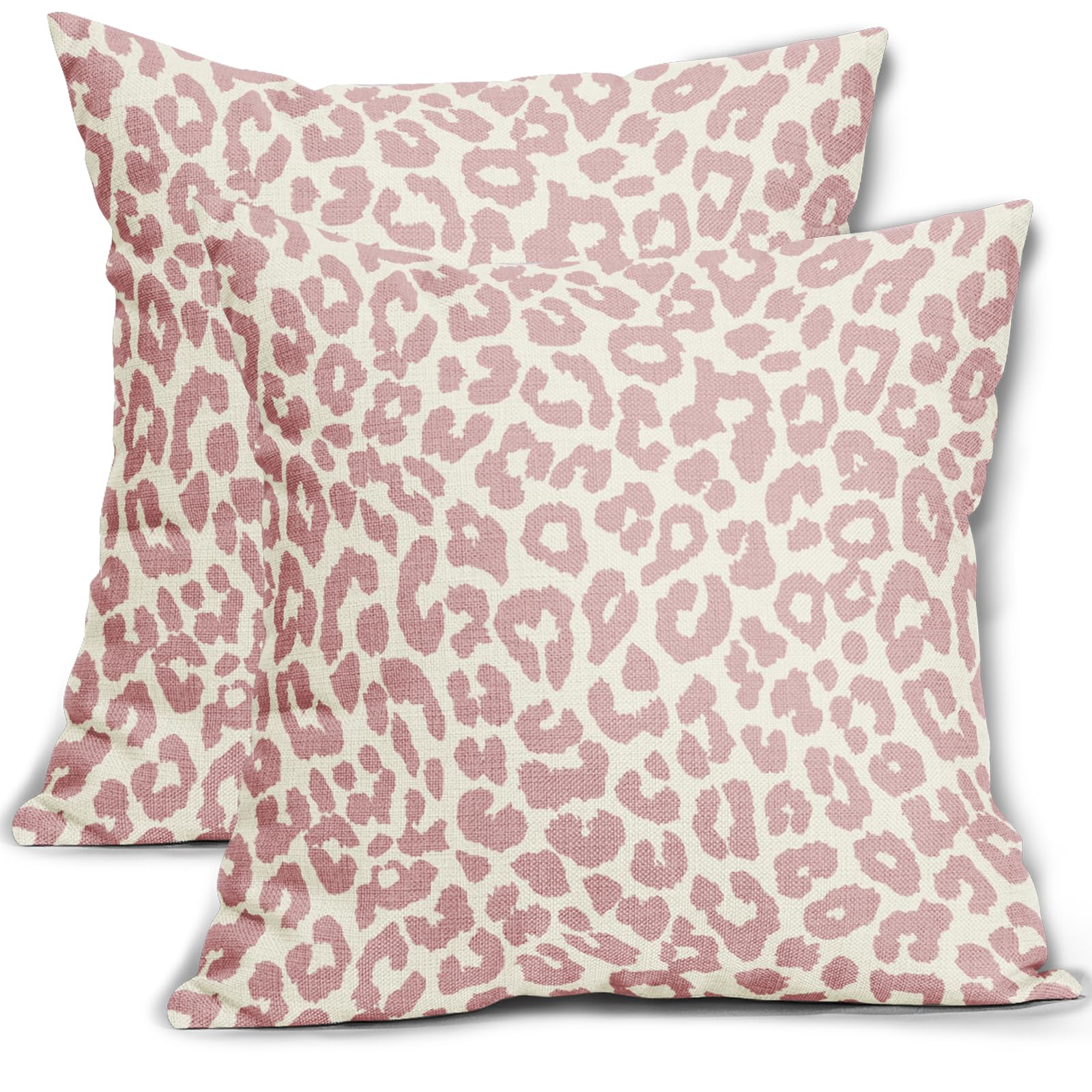 Aytipun Light Pink Leopard Print Pillow Covers 20x20 Set of 2 Preppy Room Decor Cheetah Animal Pattern Chinoiserie Decorative Throw Pillows Pillowcase