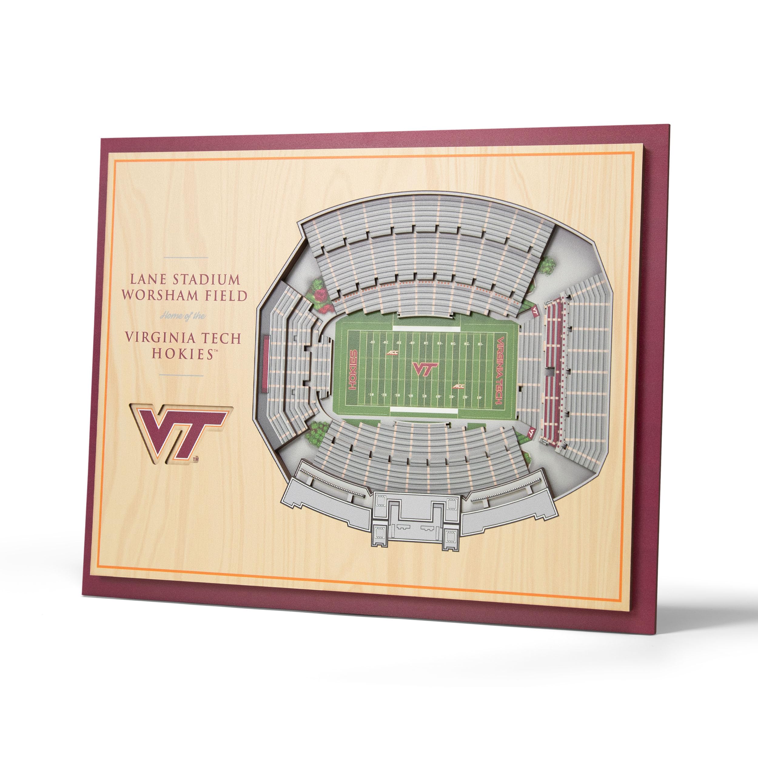 YouTheFan NCAA Virginia Tech Hokies 5-Layer StadiumView 3D Wall Art - Lane Stadium Worsham Field