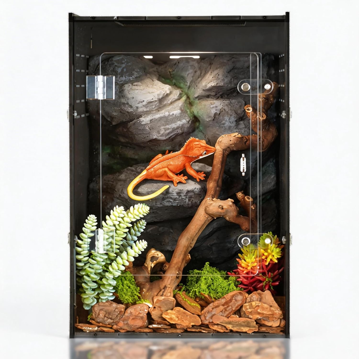 10 Gallon Reptile Tank - 12x12x18 Crested Gecko Tank Enclosure - PVC Habitat with Ventilation for Lizard, Spiders & Snakes