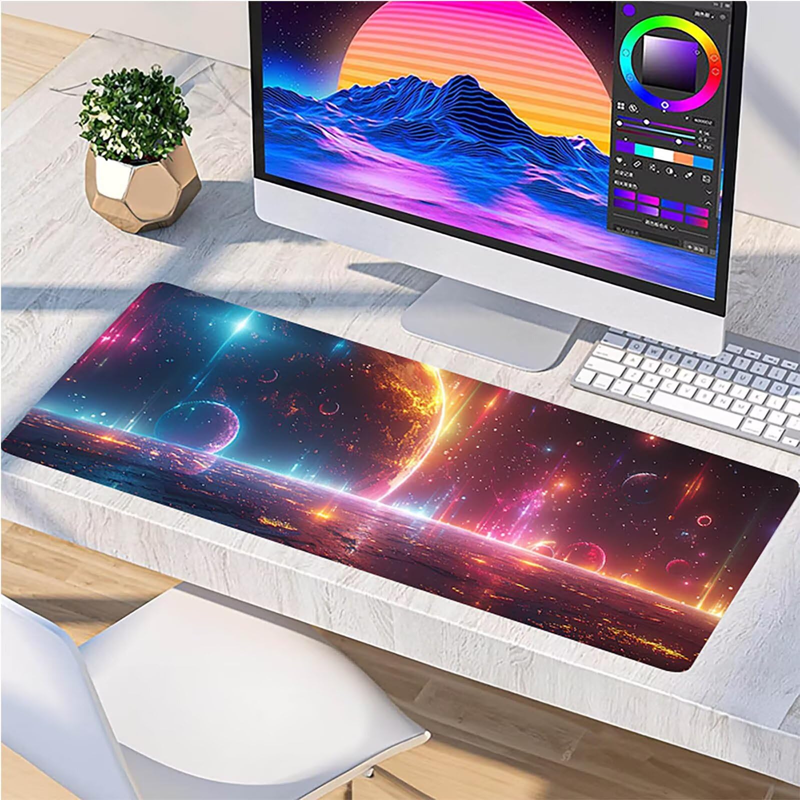 Tappetino Mouse XXL 1500 x 800 mm, Tappetino Mouse Pianeta, Gaming Mousepad Migliorare la Velocità e la Precisione, Mouse Pad con Base in Gomma Antiscivolo, Ufficio Accessori Gaming, Grigio I-1068