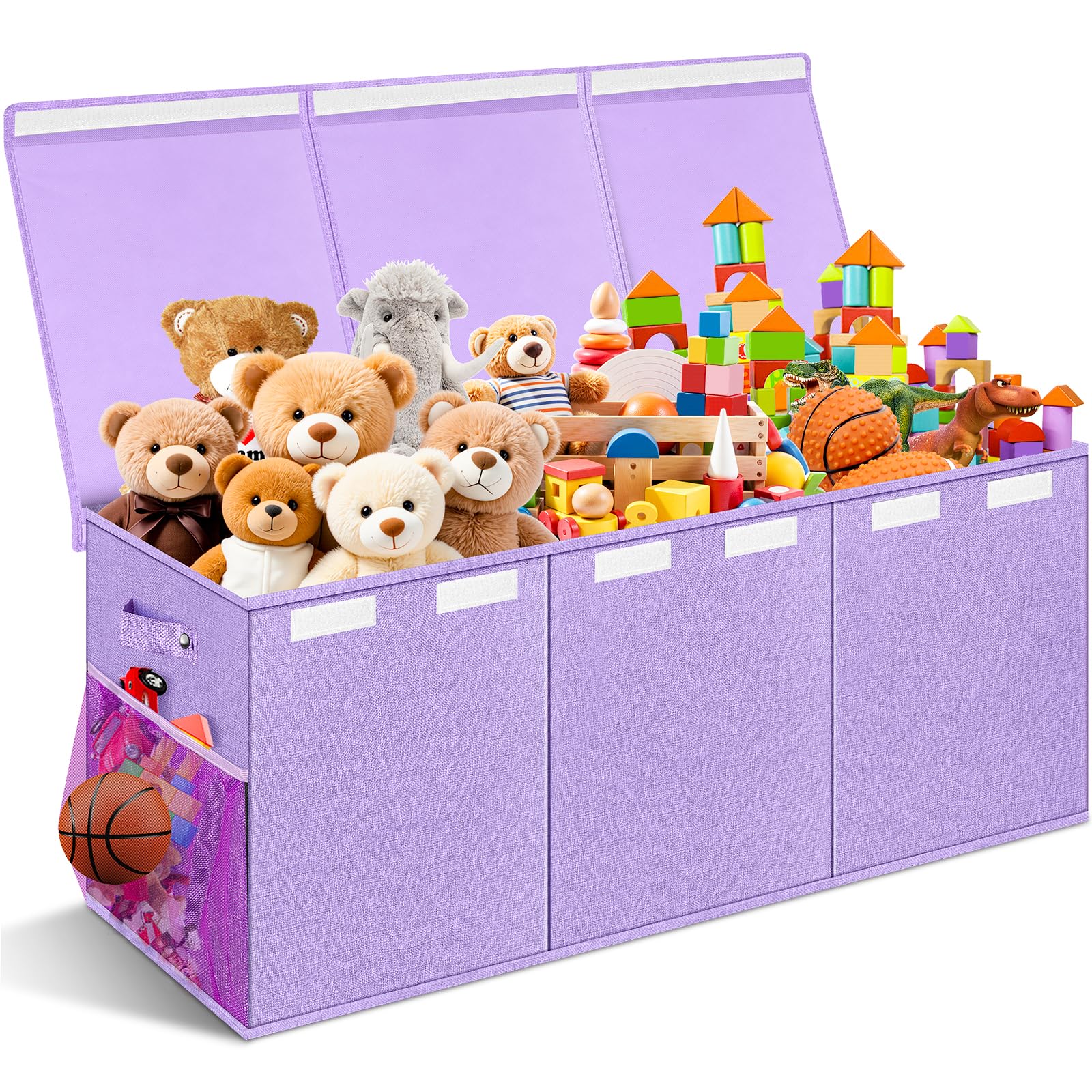 Extra Large Toy Box with Lids, Collapsible Storage Bin, 38"x16"x14", Purple