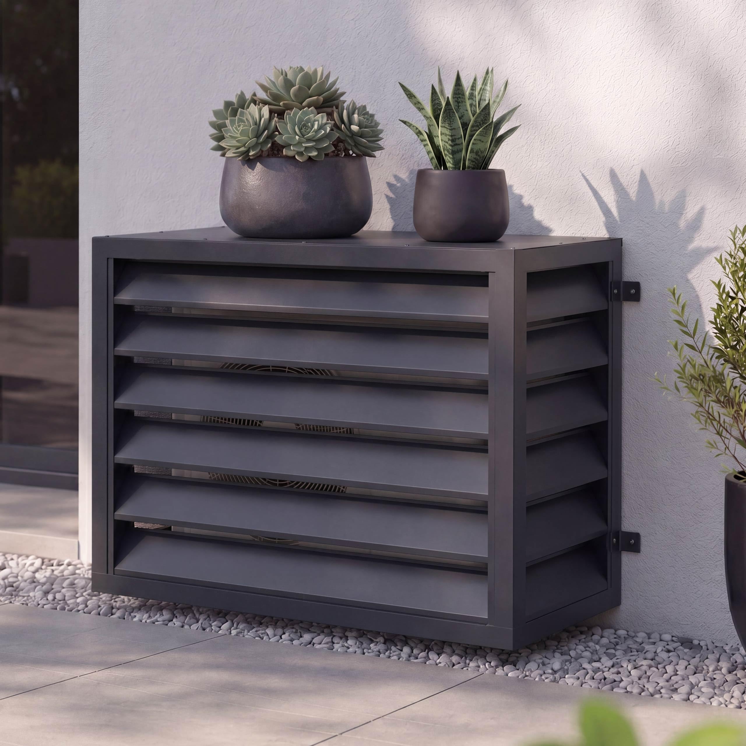 Mendler Verkleidung für Klimaanlage/Wärmetauscher HWC-O43, Abdeckung Schutzgitter, Metall 70x104x50cm - anthrazit