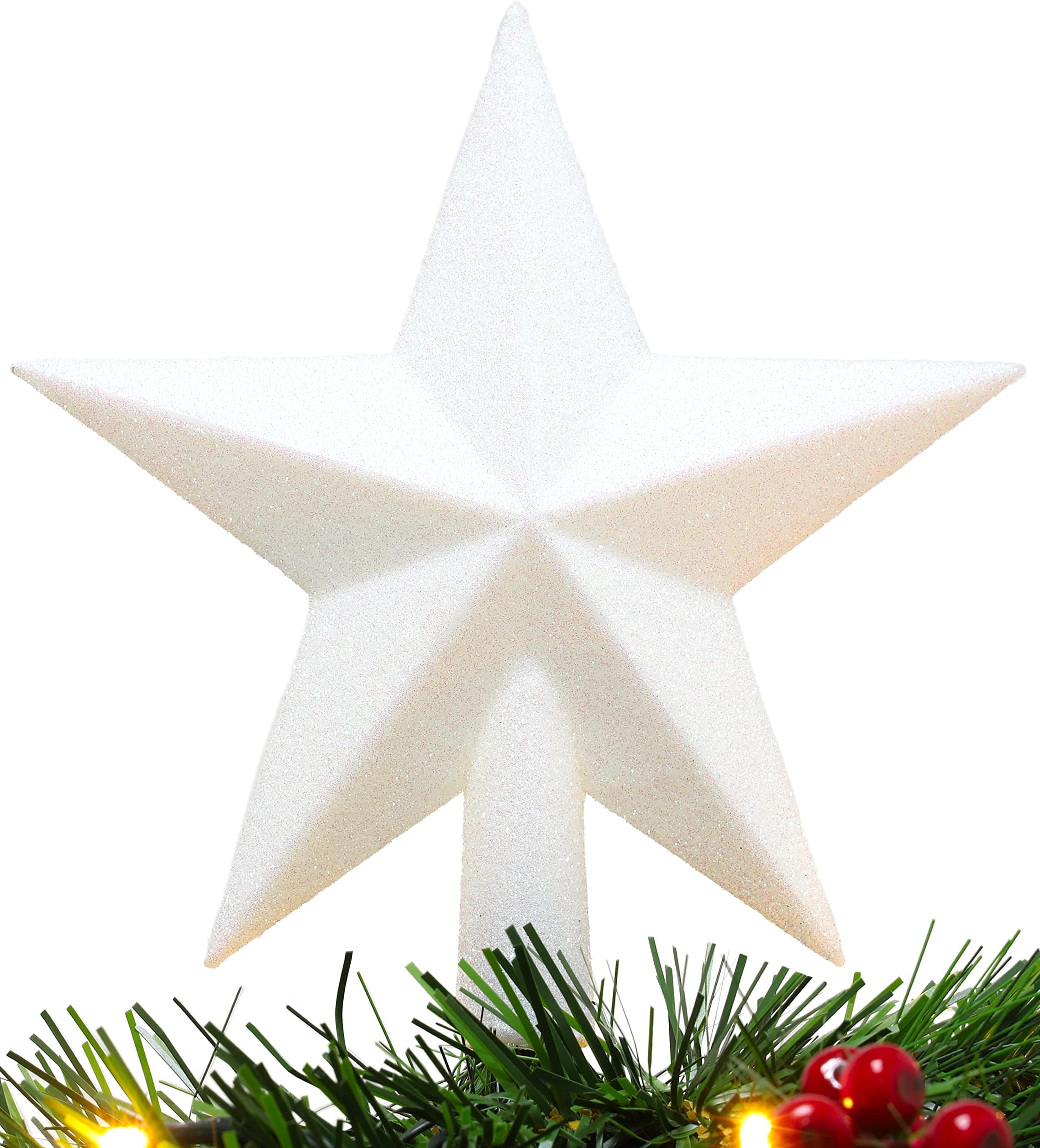White Glitter Star Christmas Tree Topper (20cm) Amazon.co.uk Home