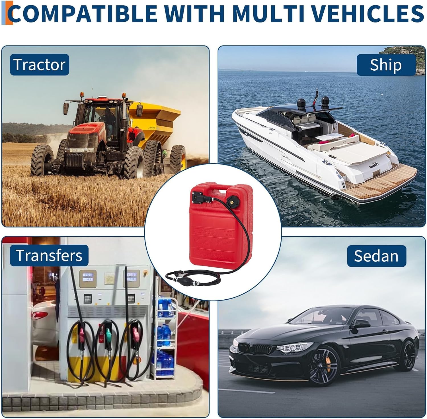 6 Gallon Marine Portable Tank Outboard Boat Transfer Tank with Line l-Shaped Handle Easy to Carry