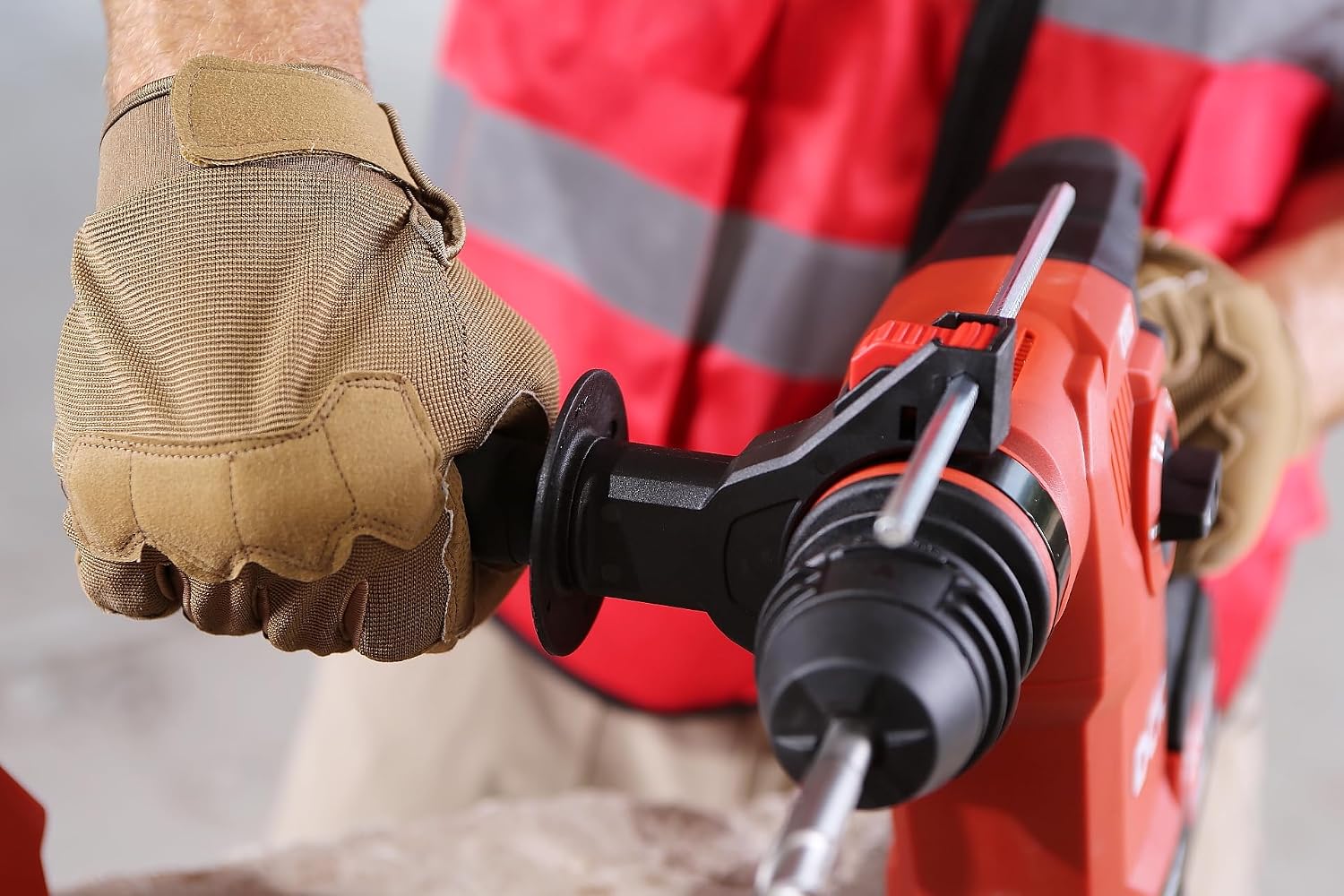 DCK 20V Cordless Battery Powered Rotary Hammer, Brushless SDS Plus Hammer Drill with 3.6J Impact Energy, 6.0Ah Battery, 4 Drill Bits, 2 Chisels for Concrete, Tile, Wood and Metal