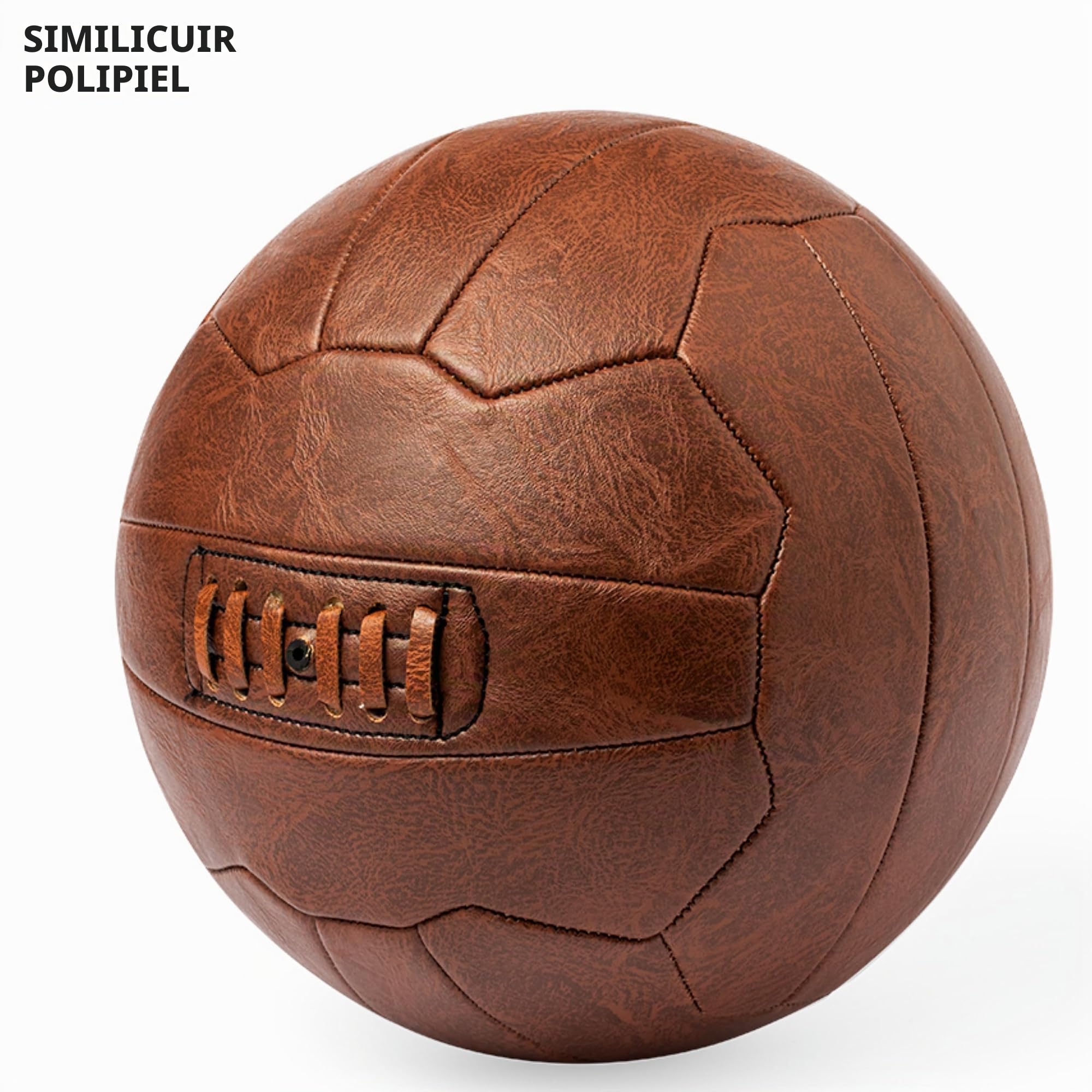 noTrash2003 Ballon de football rétro au look vintage 1954 Style Merveille de Berne en cuir polyuréthane marron Taille 5