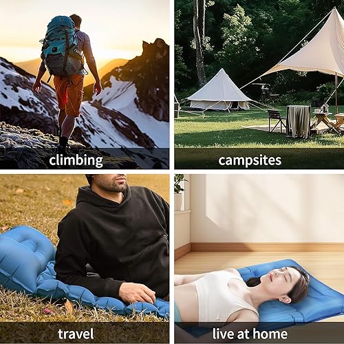 Miniatura 7 de Colchoneta de dormir para camping, colchoneta de dormir autoinflable con almohada, gruesa de 6.2 pulgadas, almohadilla de dormir ultraligera con