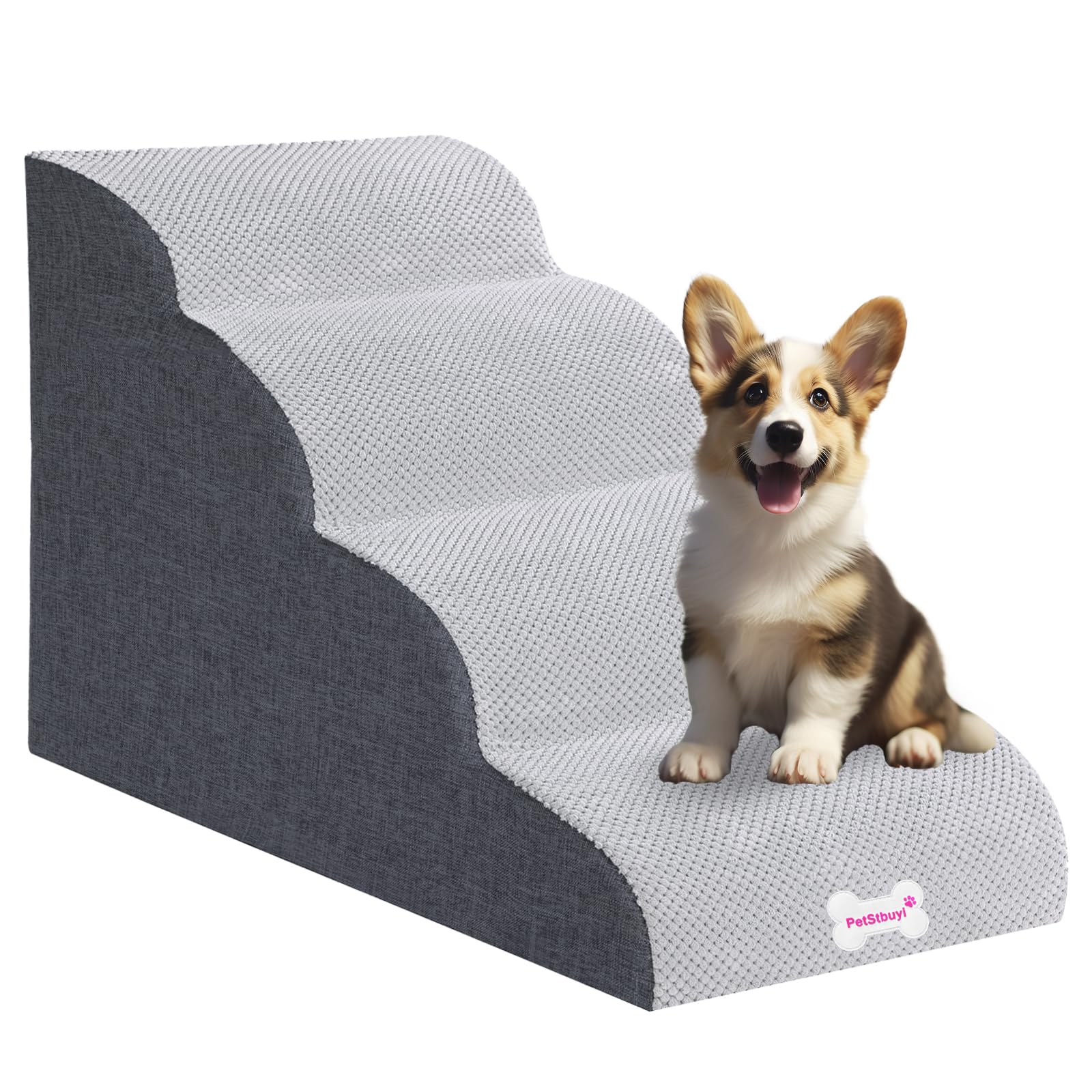 LUFEEMGA Escalera para perros, 4 niveles, 50 cm de alto, escalera para mascotas para sofá, cama de esponja de alta densidad, escalera para gatos con funda lavable extraíble y base antideslizante
