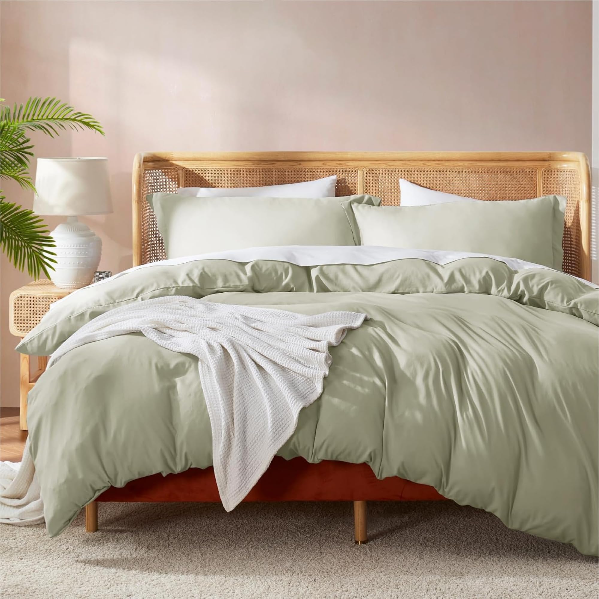3 Piece Duvet Cover Set for Bedrooms & Home Decor, 1 Fade Resistant Cotton Comforter Cover & 2 Matching Pillow Shams 300 TC Bedding Set Twin XL Size (Sage Green, 160 x 220cm) Sage Green Twin XL (160 x 220cm)