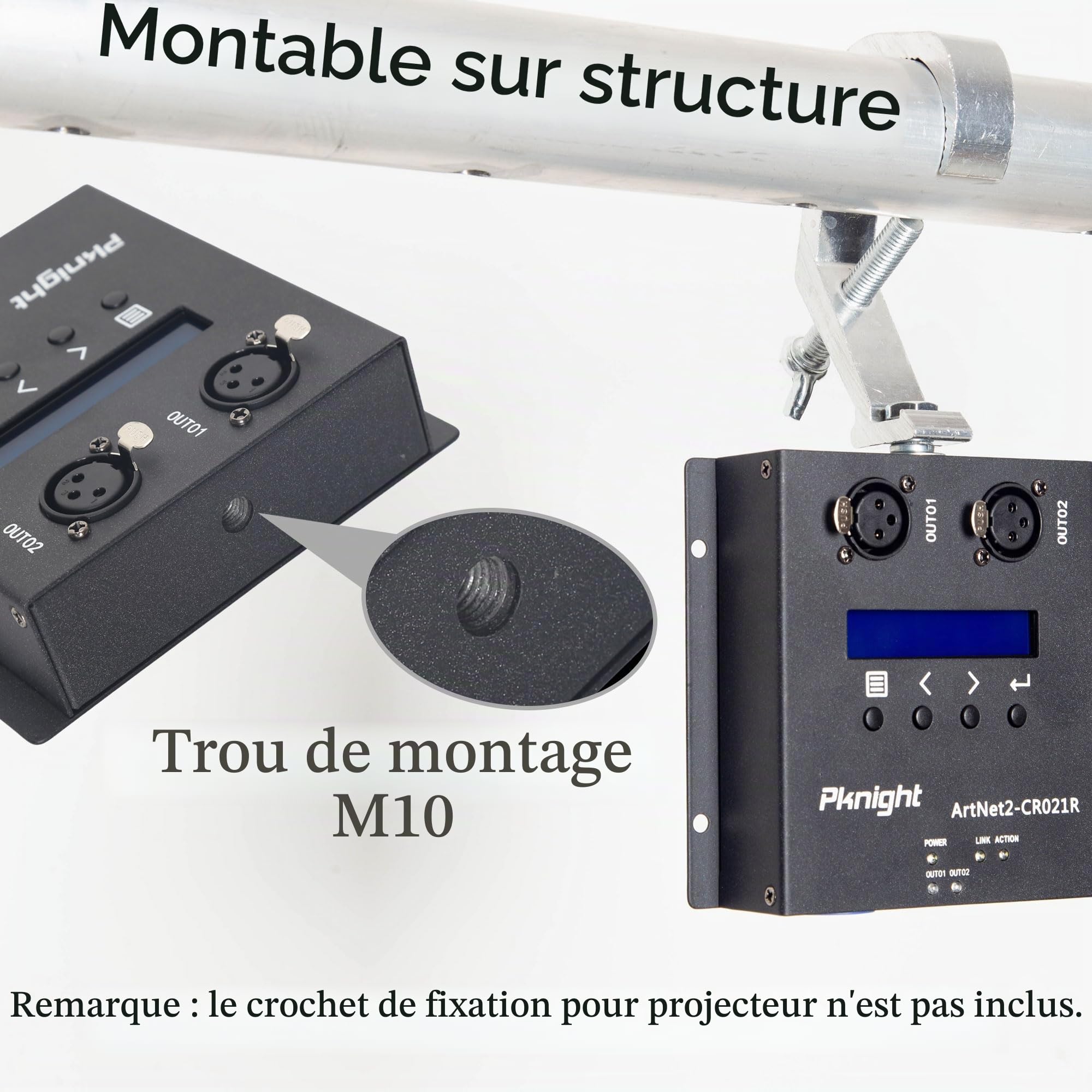Pknight Interface de contrôle d’éclairage Pknight ArtNet DMX sur Ethernet (UK-CR021R)