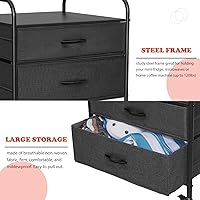 Vista 8 de Mini soporte para nevera con almacenamiento, 120 libras BlackMini mesa de nevera, carrito de refrigerador de 2 cajones con ruedas, soporte