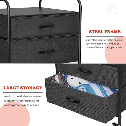 Miniatura 7 de Mini soporte para refrigerador con almacenamiento, mini soporte para refrigerador, carrito de refrigerador de 2 cajones, unidad organizadora