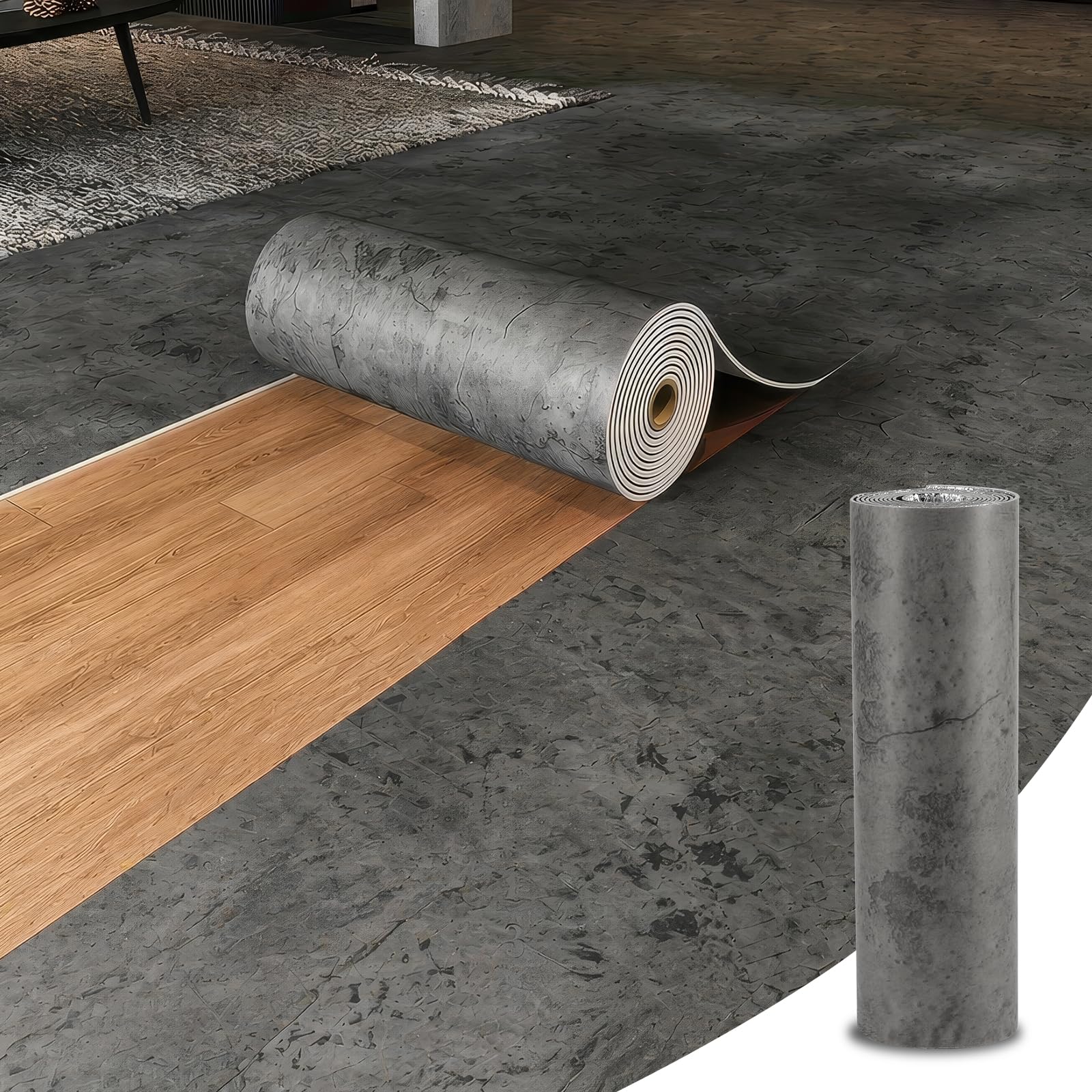 Zevrang Self Adhesive Wallpaper, Sticky Back Plastic Roll 40x300cm, Wood Effect Vinyl Wrap, Waterproof Removable Peel and Stick Wallpaper for Kitchen Bedroom Wall Wardrobe (Dark Gray (Cracked))