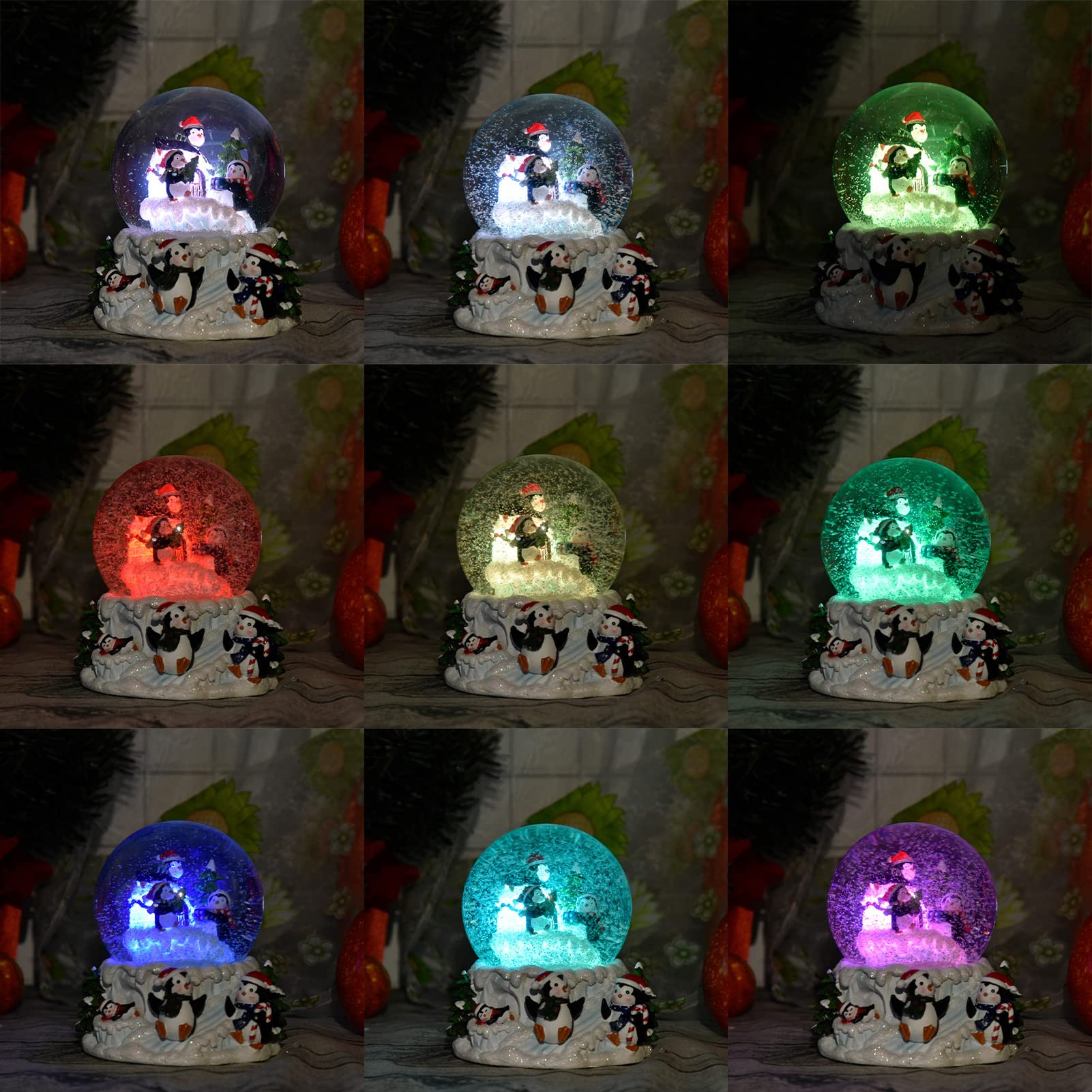 Sollee Boule à Neige Musicale de Noël Pingouin Boule à Neige Musicale de Noël Boules à Neige de Noël Boules à Neige Lumineuses de Noël Cadeaux de fête de Noël