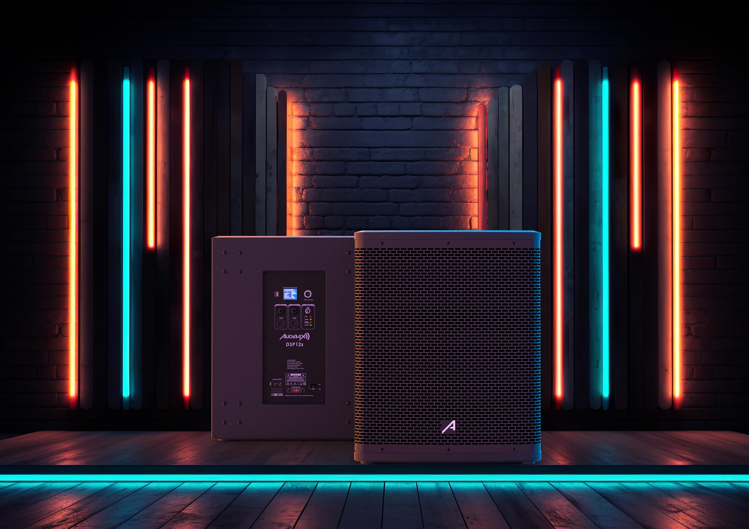 Audibax DSP12s - Enceinte Active 12" avec DSP - Enceinte Puissante - Puissance 400W - DSP Interne Orofessionnel pour l'Égalisation et les Modes de Lecture - Subwoofer Connecté Électriquement